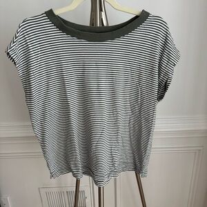 Loft Striped Boatneck Green and White Women's Oversized Top Size S